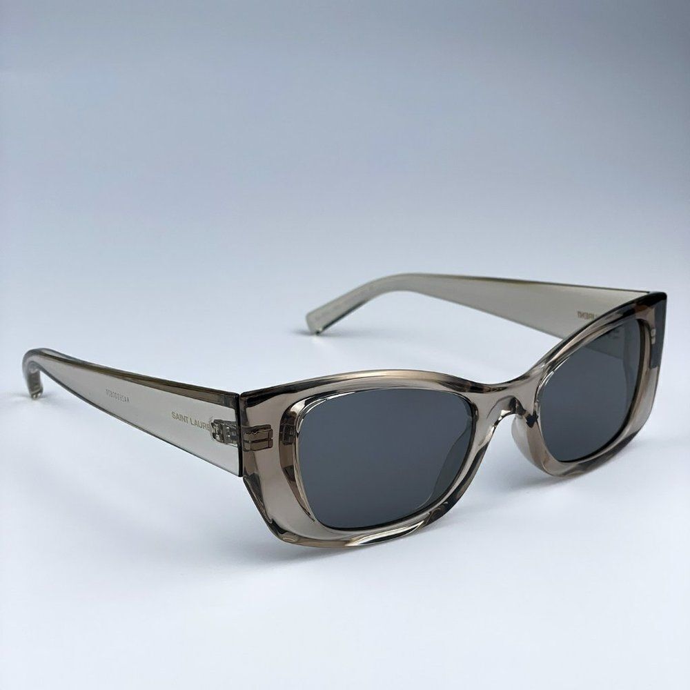 SALE! NEW Saint Laurent SL593 003 Beige Grey Silver Square Unisex Sunglasses - Picture 6 of 11